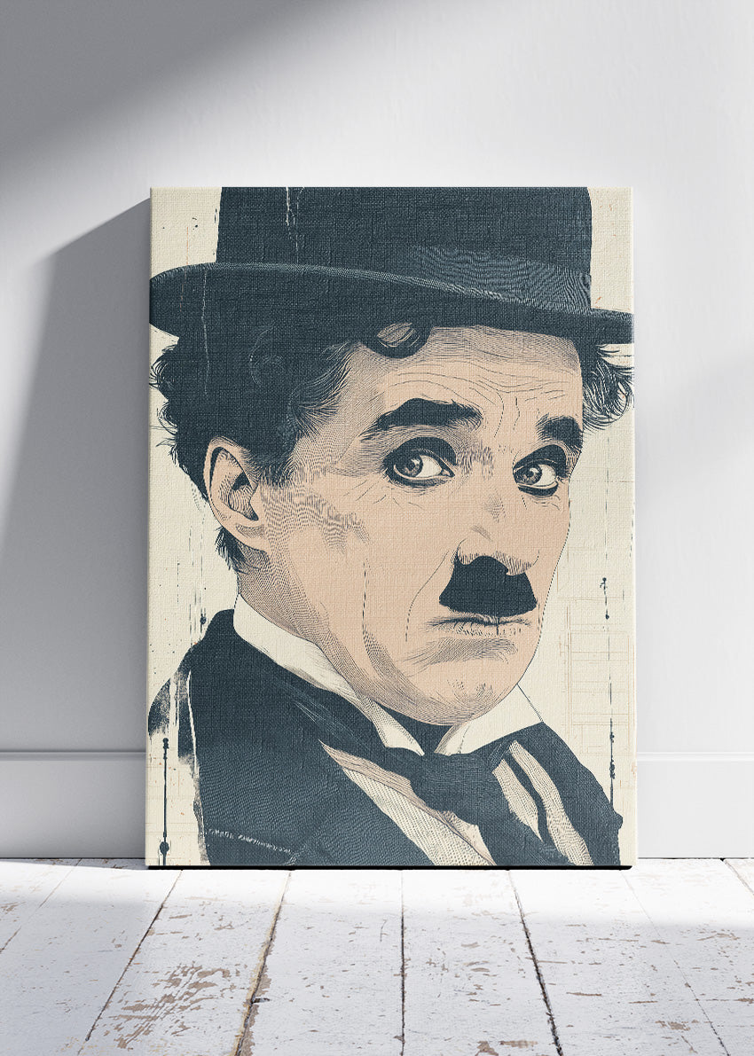 Charlie Chaplin Classic Close-Up Portrait Wall Art Poster & Canvas Print