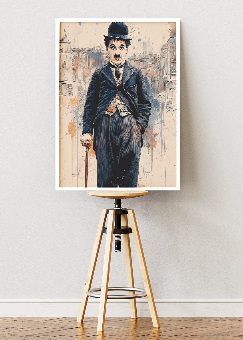 Charlie Chaplin Vintage Portrait Wall Art Poster & Canvas Print