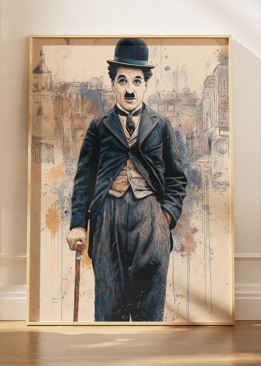 Charlie Chaplin Vintage Portrait Wall Art Poster & Canvas Print