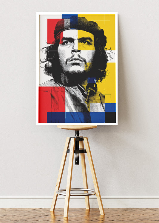 Che Guevara Inspired Modern Geometric Portrait Wall Art Poster & Canvas Print