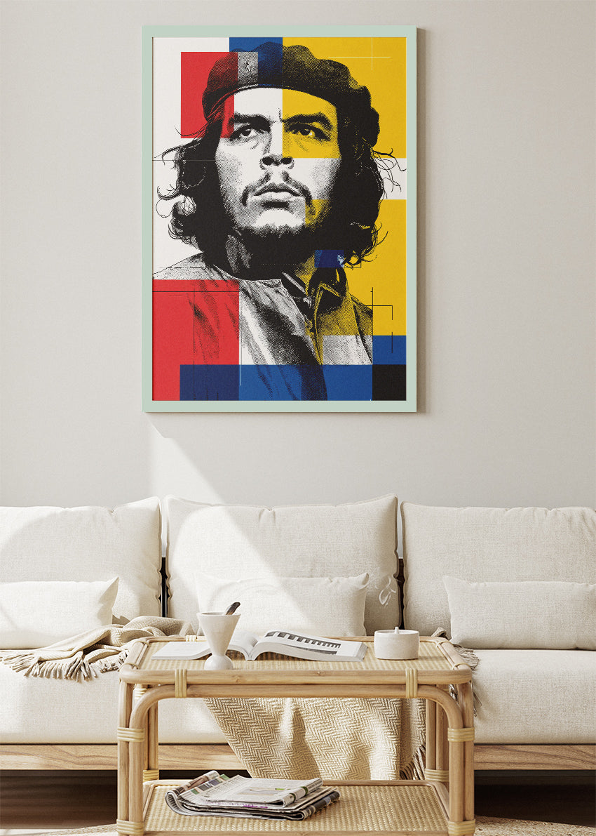 Che Guevara Inspired Modern Geometric Portrait Wall Art Poster & Canvas Print