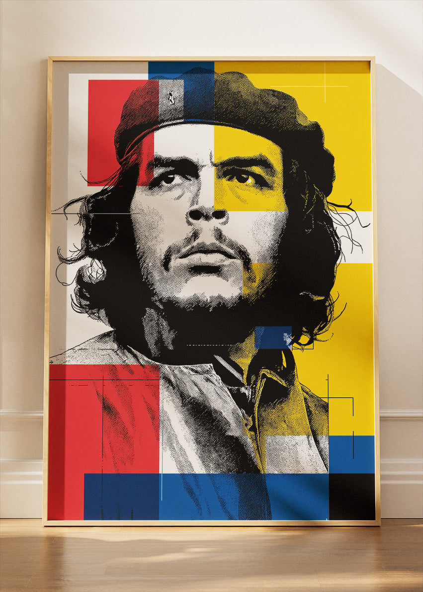 Che Guevara Inspired Modern Geometric Portrait Wall Art Poster & Canvas Print