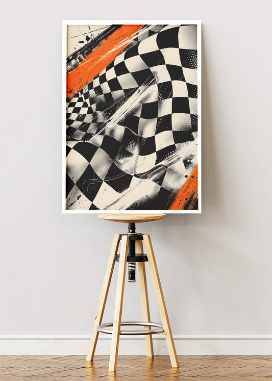 Checkered Flag Racing Art Poster & Canvas | Abstract Motorsport Wall Art