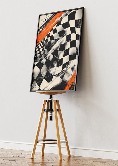 Checkered Flag Racing Art Poster & Canvas | Abstract Motorsport Wall Art