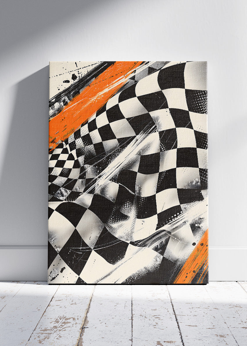 Checkered Flag Racing Art Poster & Canvas | Abstract Motorsport Wall Art