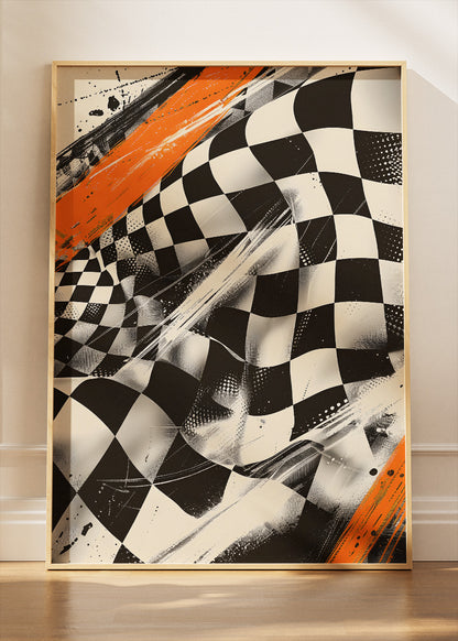 Checkered Flag Racing Art Poster & Canvas | Abstract Motorsport Wall Art