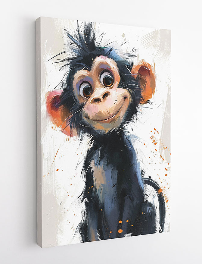 Cheeky Monkey Portrait – Playful Animal Canvas & Poster Wall Art – T1086 – AiPrintLab