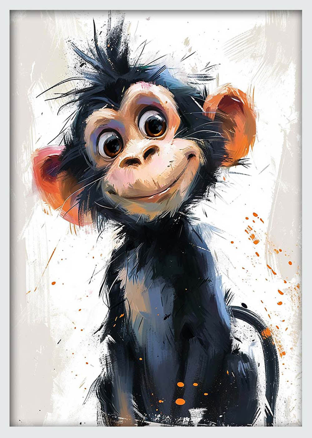 Cheeky Monkey Portrait – Playful Animal Canvas & Poster Wall Art – T1086 – AiPrintLab