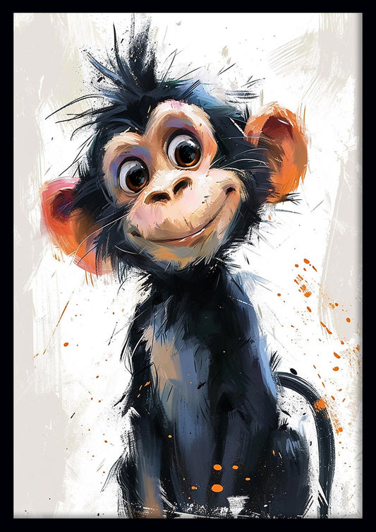 Cheeky Monkey Portrait – Playful Animal Canvas & Poster Wall Art – T1086 – AiPrintLab