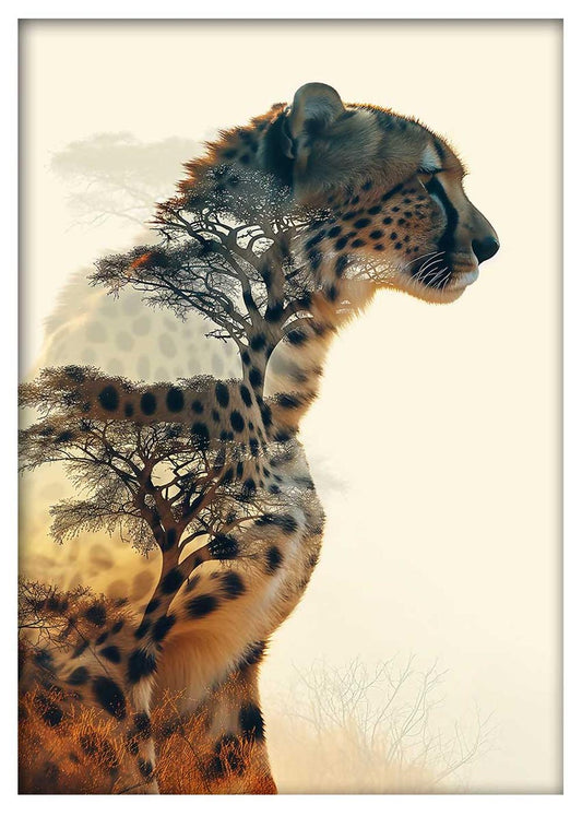 Cheetah Spirit – Double Exposure Wildlife Canvas Wall Art – T863 – AiPrintLab