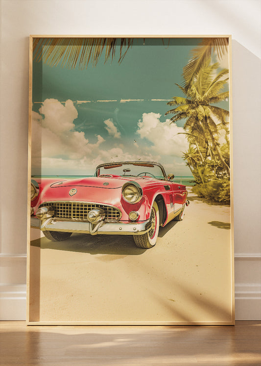 Chevrolet Corvette C1 Beach Drive Art Poster & Canvas Print – Vintage American Convertible Wall Art