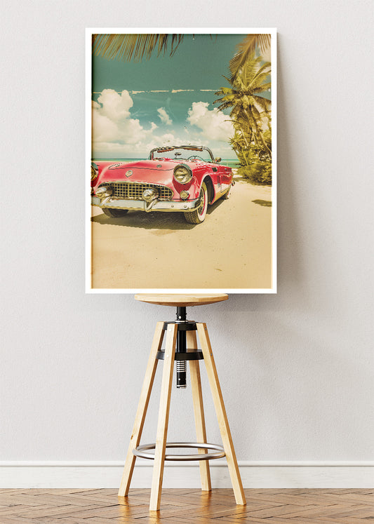 Chevrolet Corvette C1 Beach Drive Art Poster & Canvas Print – Vintage American Convertible Wall Art