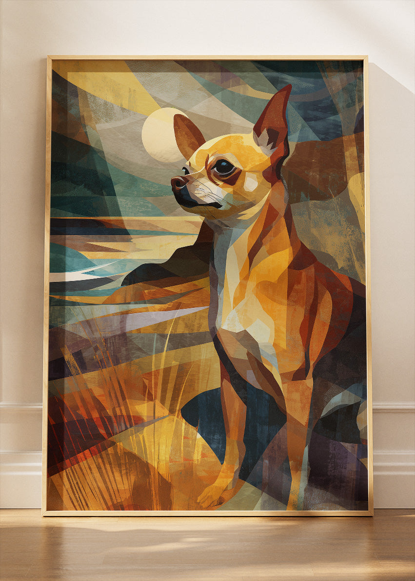 Chihuahua Wall Art Print & Canvas – Modern Geometric Dog Artwork