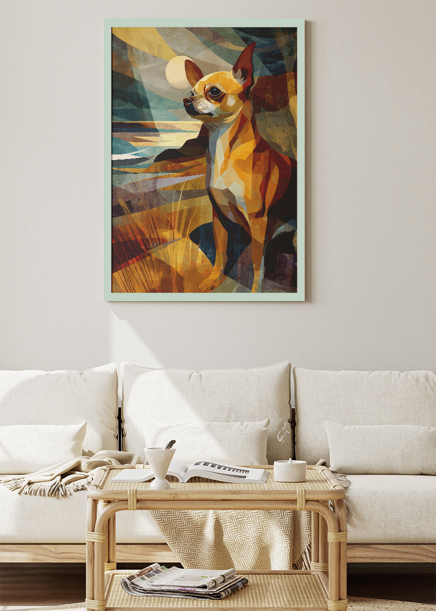 Chihuahua Wall Art Print & Canvas – Modern Geometric Dog Artwork