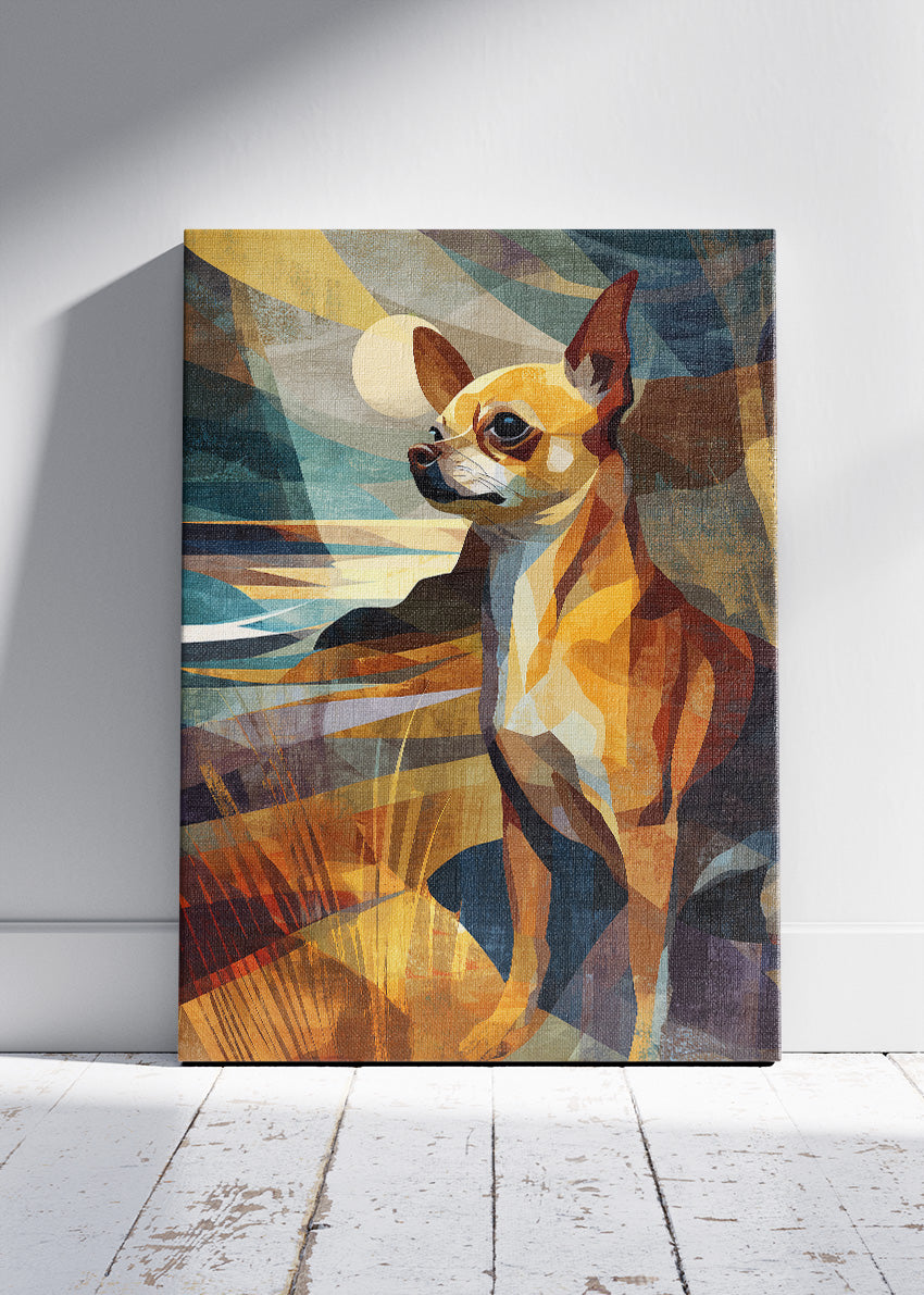 Chihuahua Wall Art Print & Canvas – Modern Geometric Dog Artwork