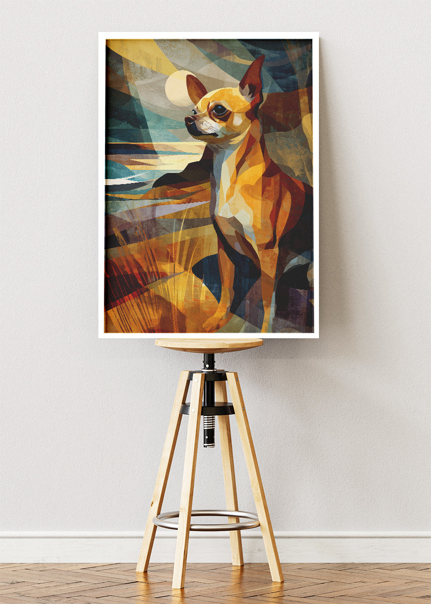 Chihuahua Wall Art Print & Canvas – Modern Geometric Dog Artwork