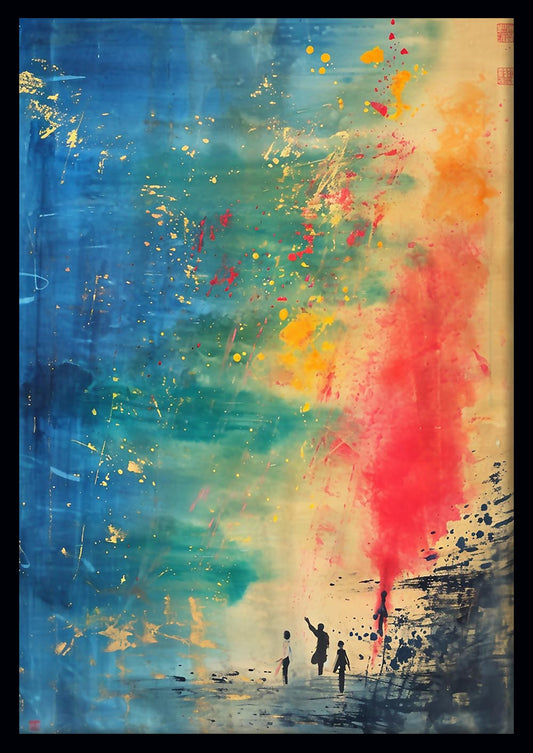 Children in Color – Abstract Watercolor Canvas & Poster Art – T821 – AiPrintLab