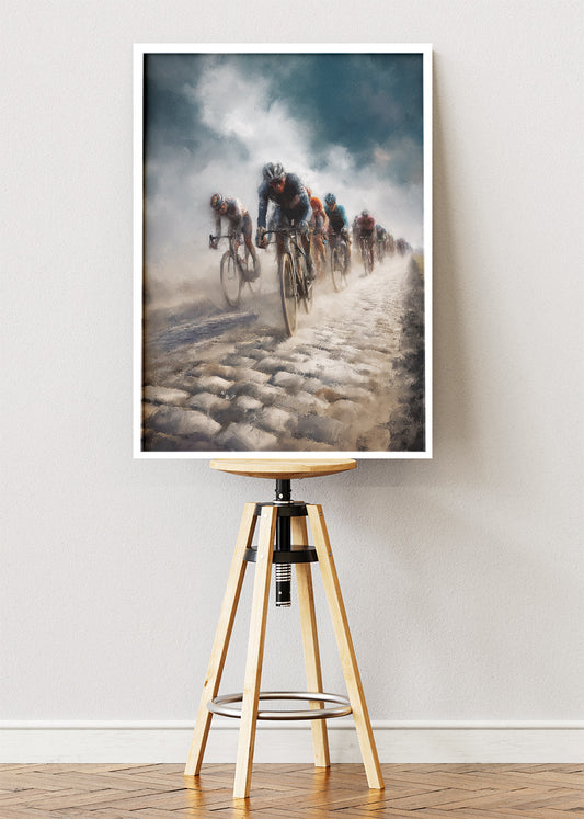 Classic Cobbled Road Cycling Art Print & Canvas – Monument Race Peloton