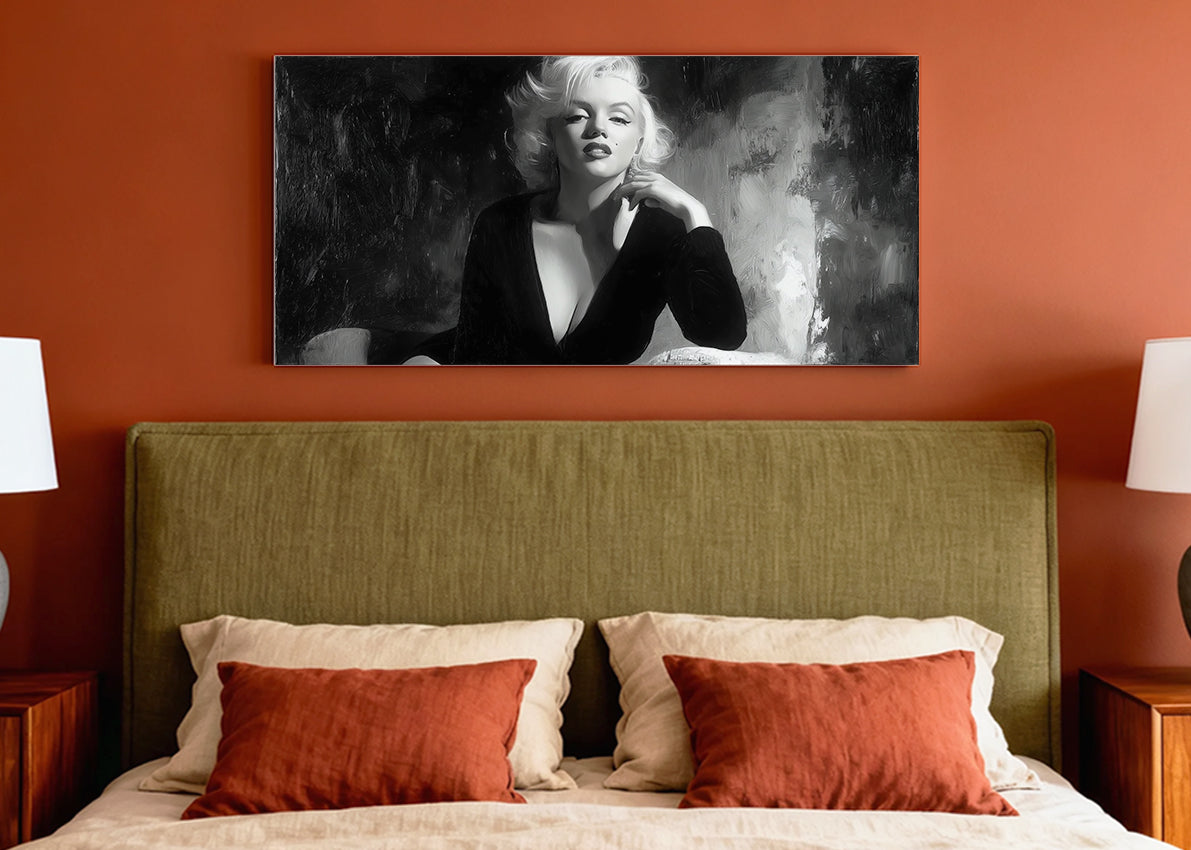 Classic Hollywood Monochrome Glamour Canvas – Single & 3 Panel Split – AI PRINT LAB