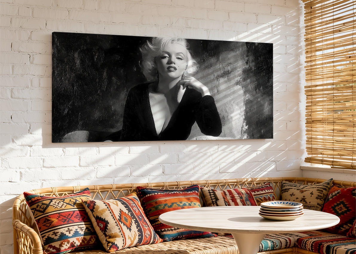 Classic Hollywood Monochrome Glamour Canvas – Single & 3 Panel Split – AI PRINT LAB