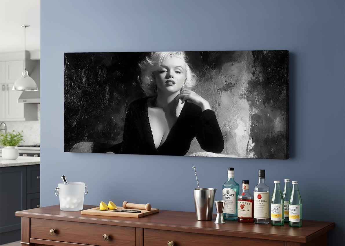 Classic Hollywood Monochrome Glamour Canvas – Single & 3 Panel Split – AI PRINT LAB