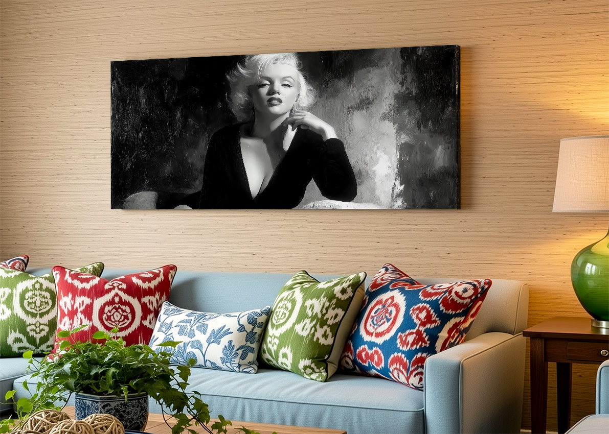 Classic Hollywood Monochrome Glamour Canvas – Single & 3 Panel Split – AI PRINT LAB