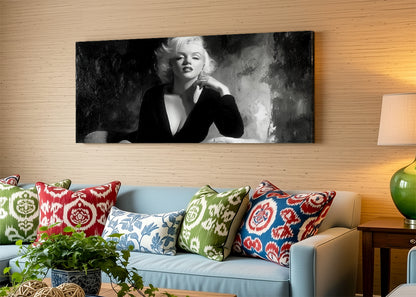 Classic Hollywood Monochrome Glamour Canvas – Single & 3 Panel Split – AI PRINT LAB