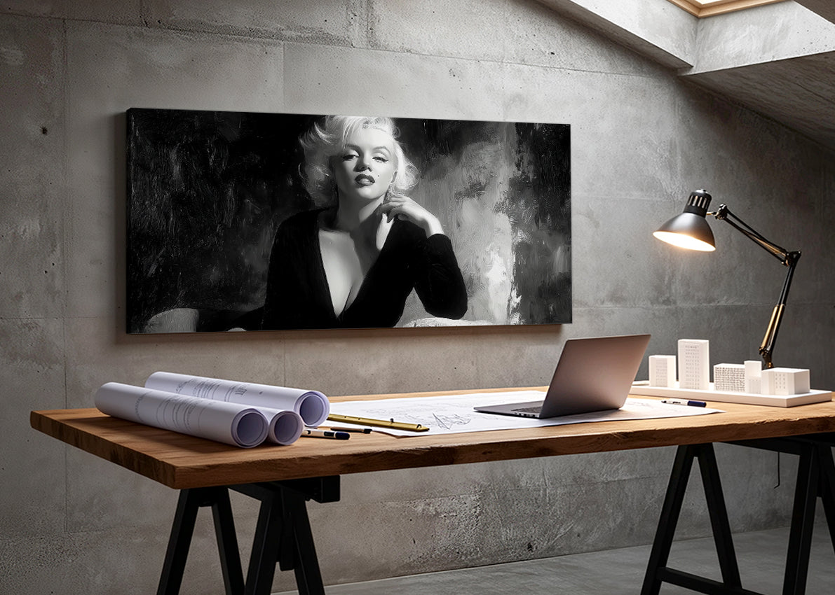 Classic Hollywood Monochrome Glamour Canvas – Single & 3 Panel Split – AI PRINT LAB