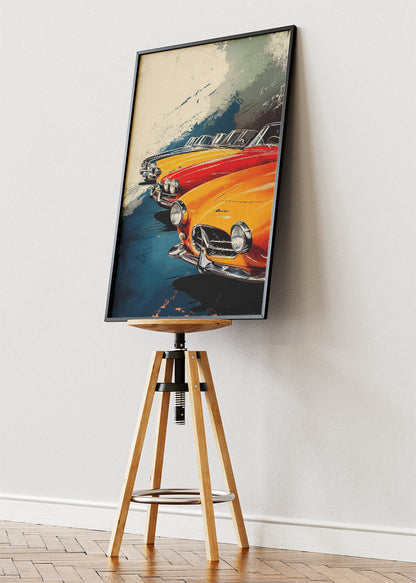 Classic Mercedes-Benz SL Roadsters Art Poster & Canvas Print – Vintage Luxury Convertible Wall Art
