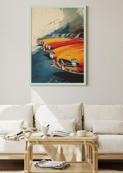 Classic Mercedes-Benz SL Roadsters Art Poster & Canvas Print – Vintage Luxury Convertible Wall Art
