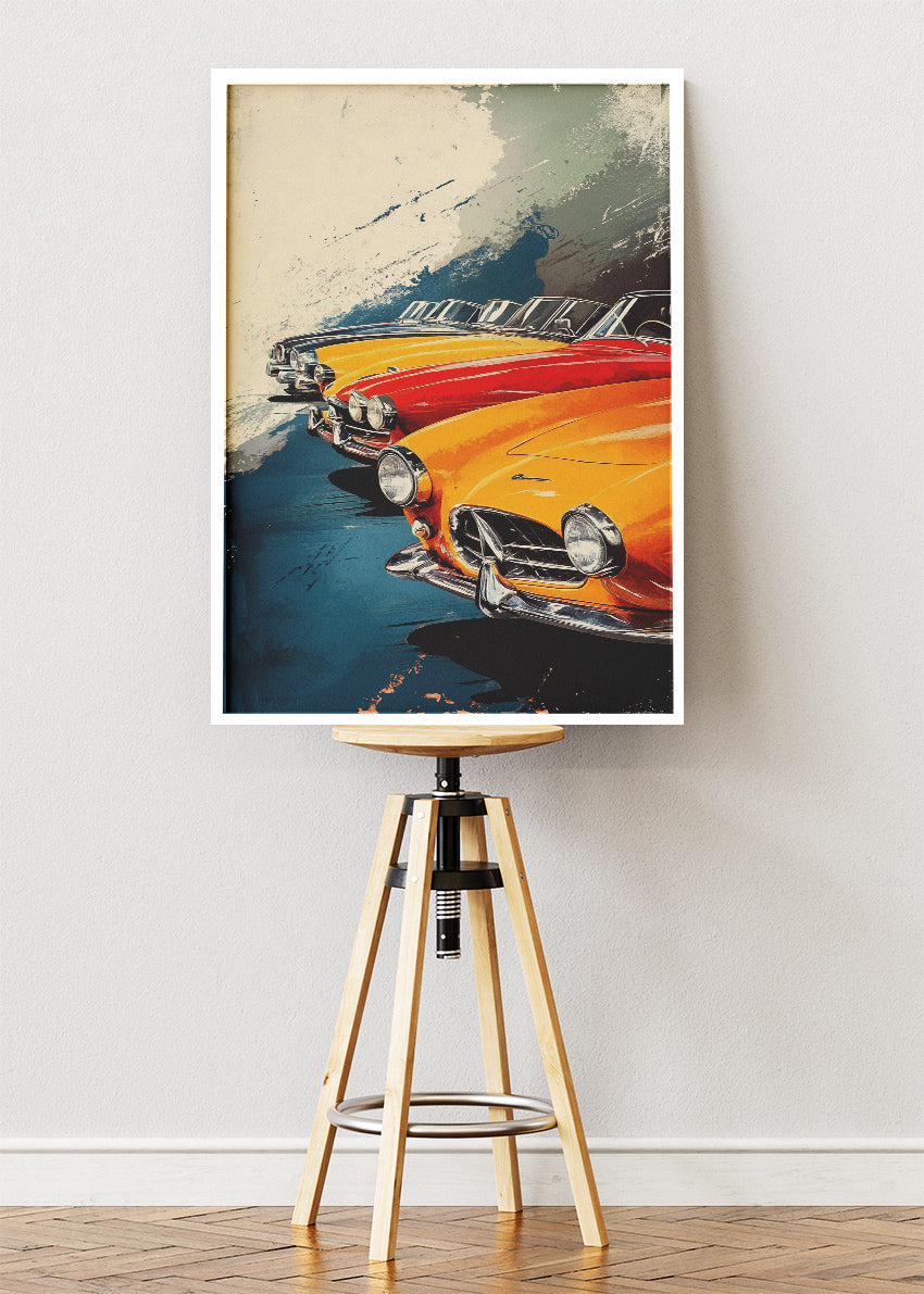 Classic Mercedes-Benz SL Roadsters Art Poster & Canvas Print – Vintage Luxury Convertible Wall Art