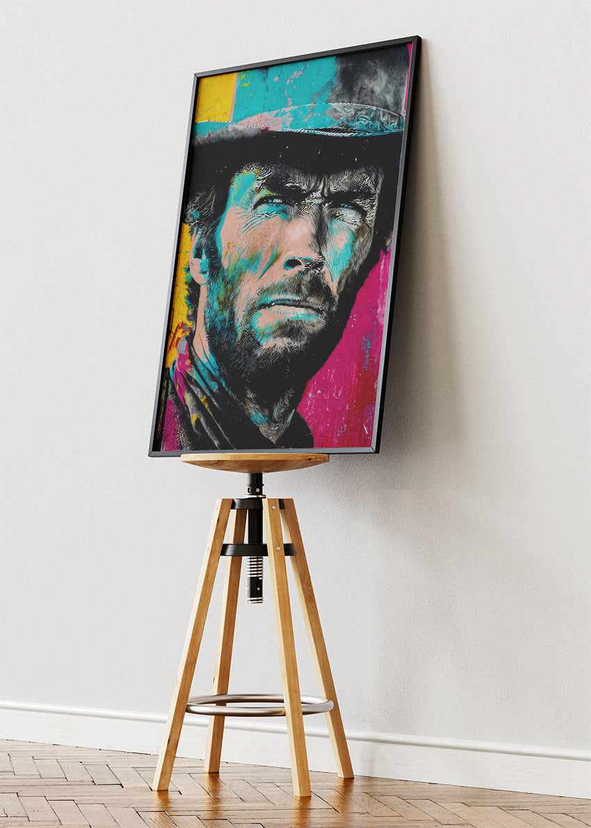 Clint Eastwood Western Portrait Wall Art Poster & Canvas