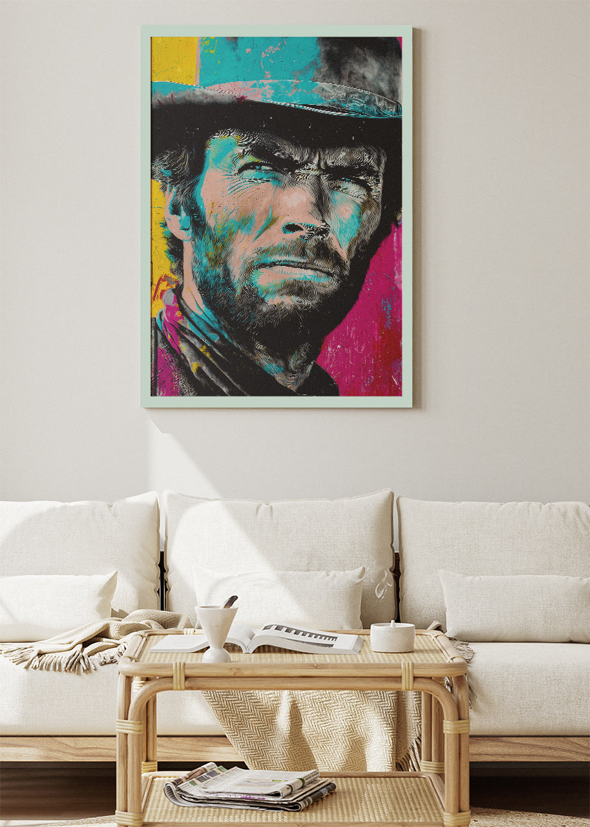 Clint Eastwood Western Portrait Wall Art Poster & Canvas