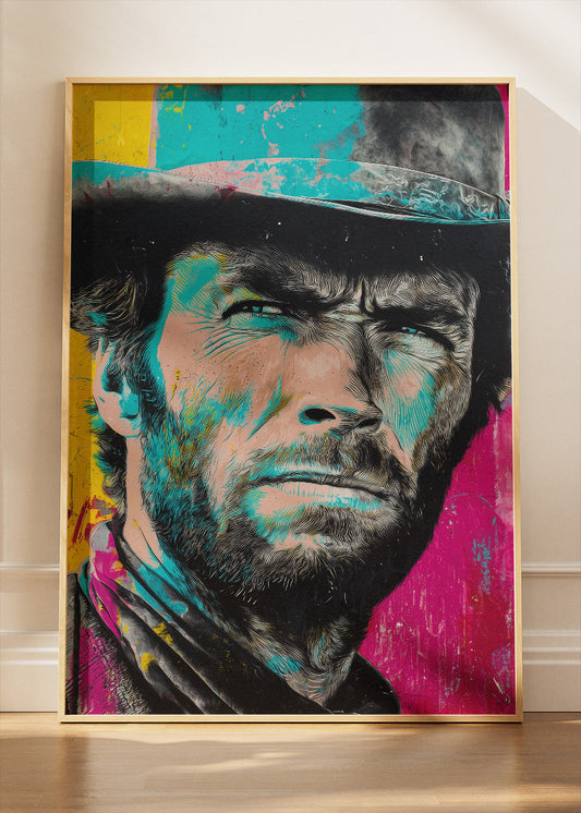 Clint Eastwood Western Portrait Wall Art Poster & Canvas