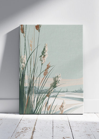 Coastal Reed Landscape Minimalist Canvas & Poster Print – AI PRINT LAB
