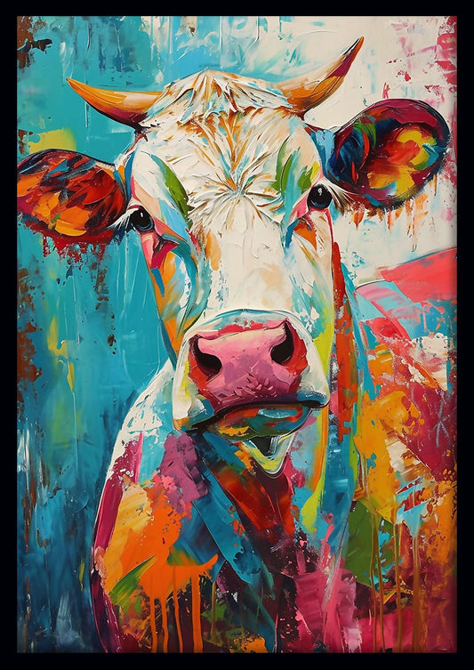 Color Splash Cow – Vibrant Abstract Farm Animal Canvas Wall Art – T867 – AiPrintLab