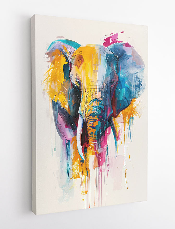 Color Splash Elephant – Vibrant Abstract Animal Canvas & Poster Art – T990 – AiPrintLab