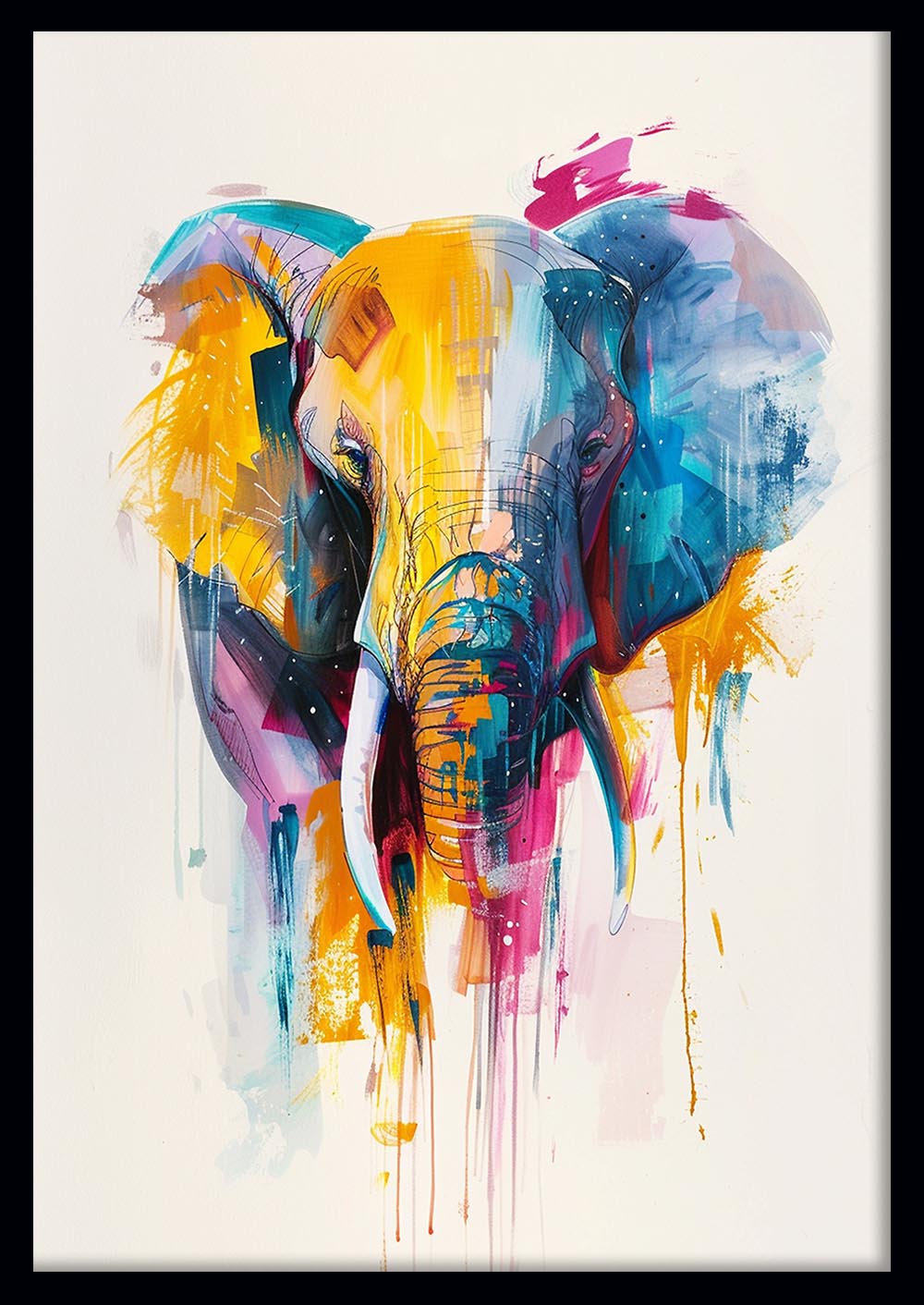 Color Splash Elephant – Vibrant Abstract Animal Canvas & Poster Art – T990 – AiPrintLab