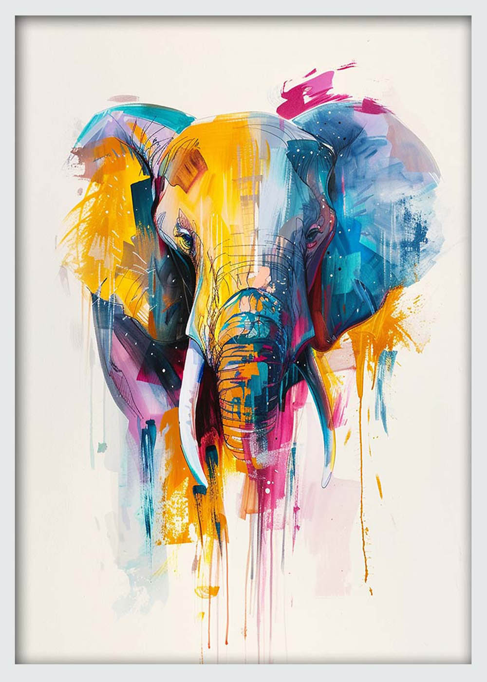 Color Splash Elephant – Vibrant Abstract Animal Canvas & Poster Art – T990 – AiPrintLab