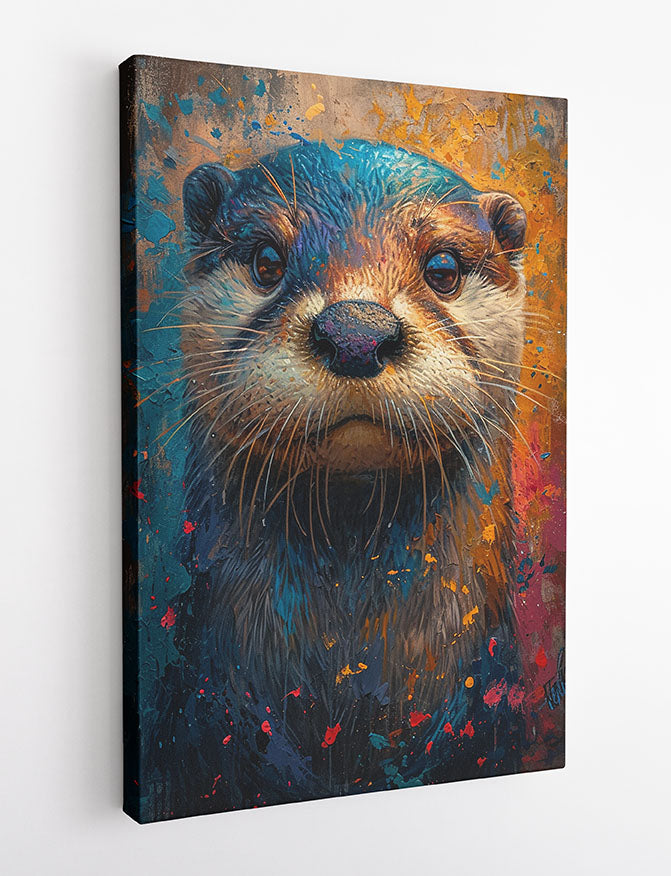 Color Splash Otter – Expressive Animal Canvas Wall Art & Poster Print – T1119 – AiPrintLab