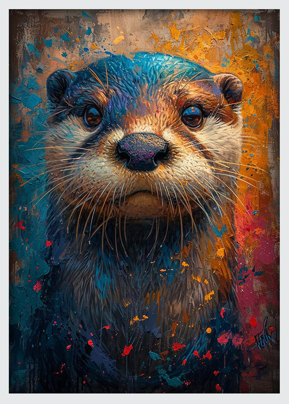 Color Splash Otter – Expressive Animal Canvas Wall Art & Poster Print – T1119 – AiPrintLab