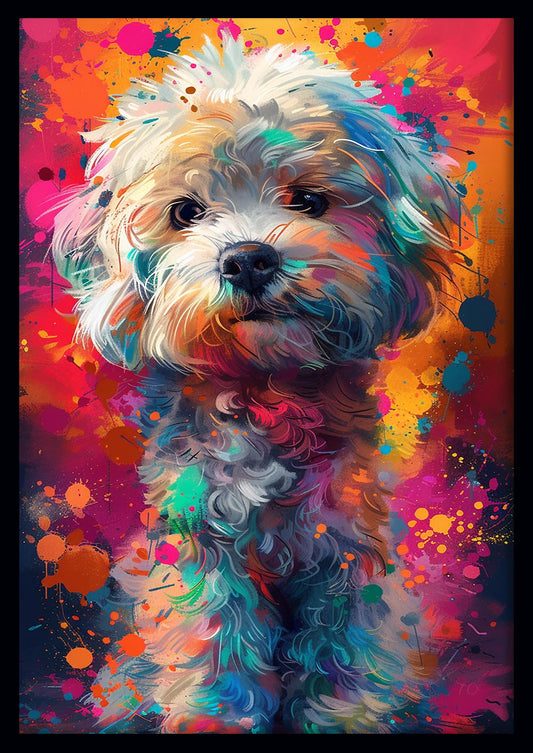 Color Splash Puppy – Vibrant Dog Canvas Wall Art Print – T935 – AiPrintLab