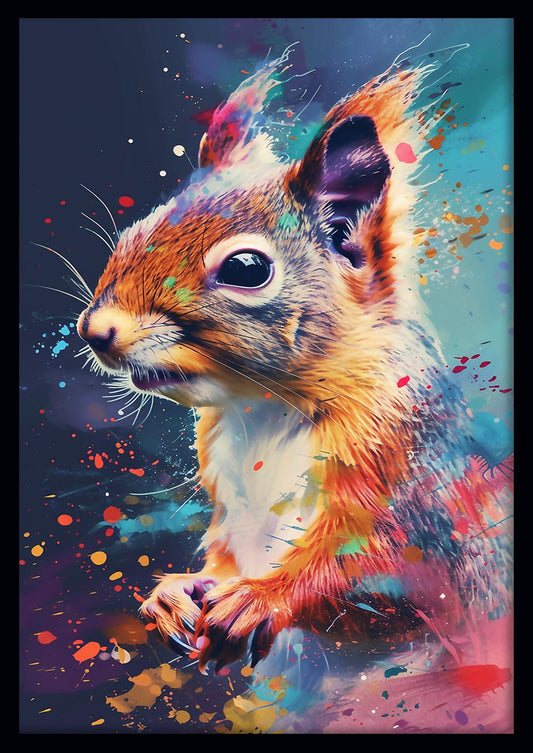 Color Splash Squirrel – Vibrant Animal Art Print, Canvas, and Wall Decor – T828 – AiPrintLab