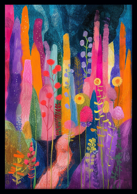 Colorful Abstract Fantasy Floral Canvas Art & Poster – T701 – AiPrintLab