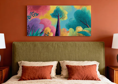 Colorful Abstract Forest Canvas Wall Art – Vibrant Modern Tree Landscape – Single & 3 Panel Canvas – AI PRINT LAB