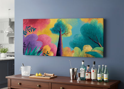 Colorful Abstract Forest Canvas Wall Art – Vibrant Modern Tree Landscape – Single & 3 Panel Canvas – AI PRINT LAB