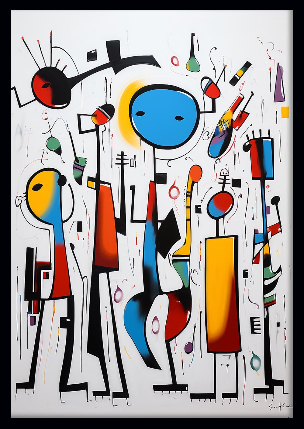 Colorful Abstract Stick Figures Modern Art Print – T524 – AiPrintLab