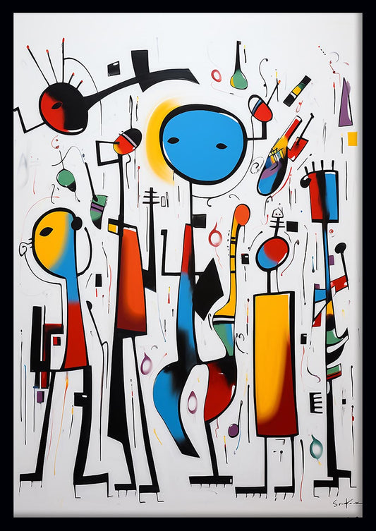Colorful Abstract Stick Figures Modern Art Print – T524 – AiPrintLab