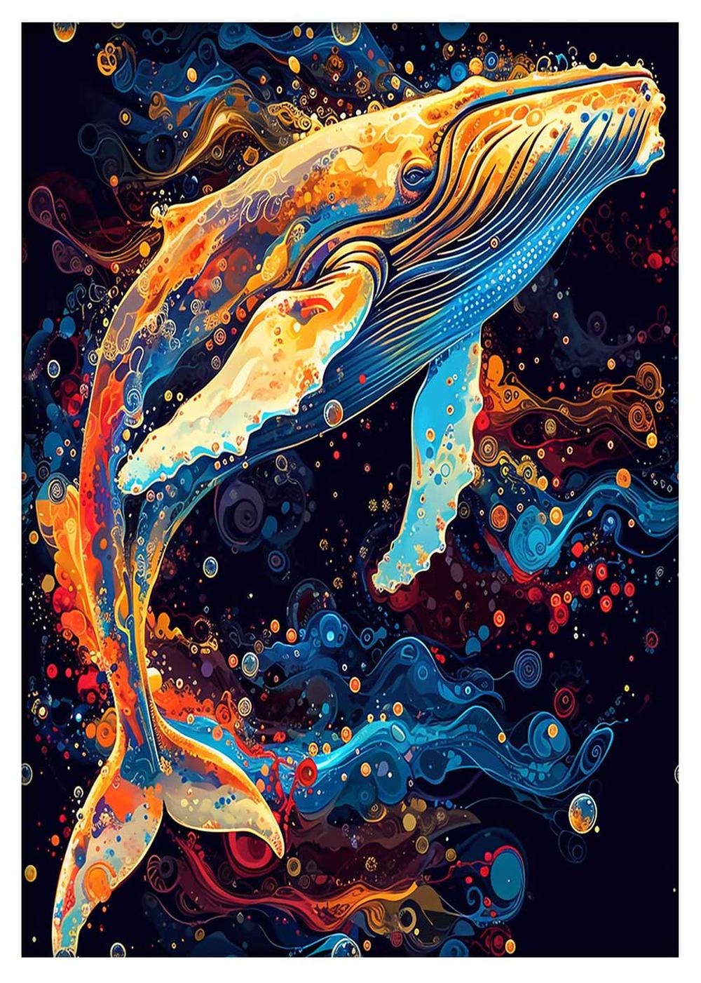 Colorful Abstract Whale Ocean Canvas Art & Poster – T711 – AiPrintLab