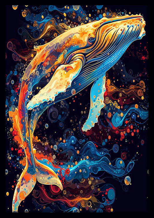 Colorful Abstract Whale Ocean Canvas Art & Poster – T711 – AiPrintLab